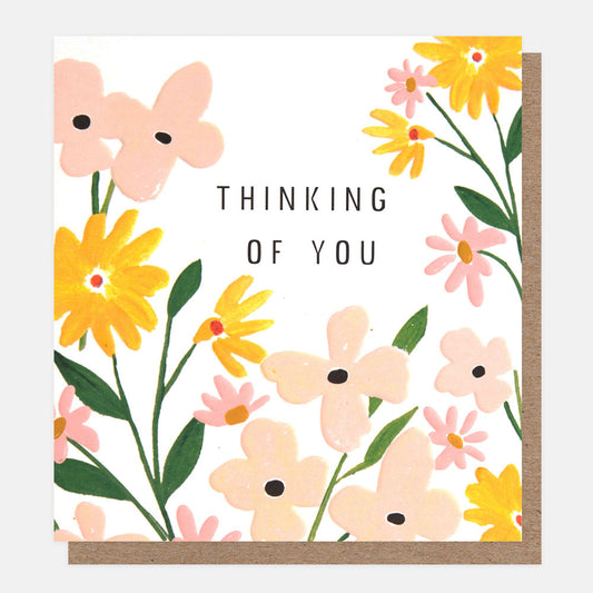 PSI009-Caroline G-Thinking Of You Yellow & Peach Florals-Card-Posie