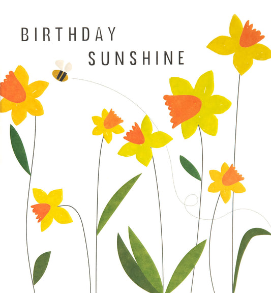 PSI012-Caroline G-Birthday Sunshine Daffodils With Bumblebee-Card-