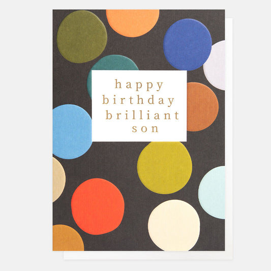 PWK016-Caroline G-Happy Birthday Brilliant Son Big Spot-Card-Pattern Work