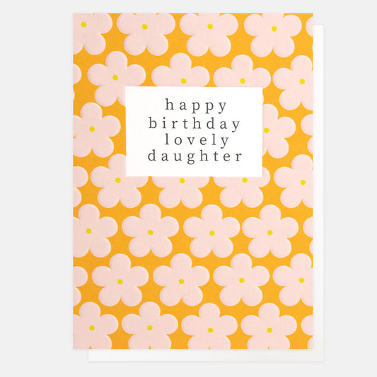PWK017-Caroline G-Happy Birthday Lovely Daughter Flower Rows-Card-Pattern Work