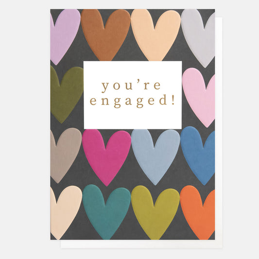 PWK018-Caroline G-You'Re Engaged Multi Heart Rows-Card-Pattern Work