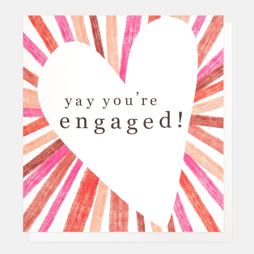 RAN003-Caroline G-Yay You'Re Engaged Heart Colourful Burst-Card-Random