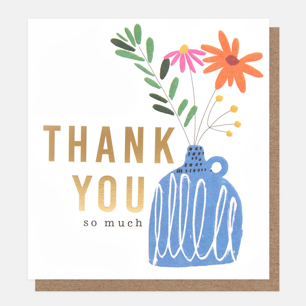 RAN005-Caroline G-Thank You So Much Blue Vase With Flowers-Card-Random