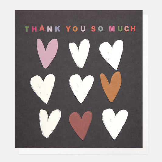 RAN007-Caroline G-Thank You So Much Multi Text & Hearts On Navy-Card-Random