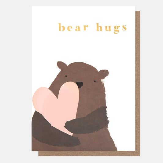 RAN022-Caroline G-Bear Hugs Bear Holding Heart-Card-Thoughtfulness