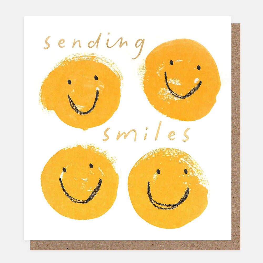 RAN023-Caroline G-Sending Smiles Yellow Smiley Faces-Card-