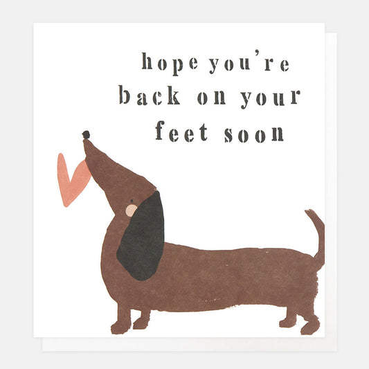 RAN025-Caroline G-Hope You'Re Back On Your Feet Soon Sasusage Dog And Heart-Card-