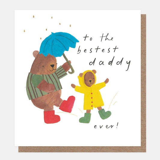 REL027-Caroline G-To The Bestest Daddy Ever! Bears Playing In Puddles-Card-