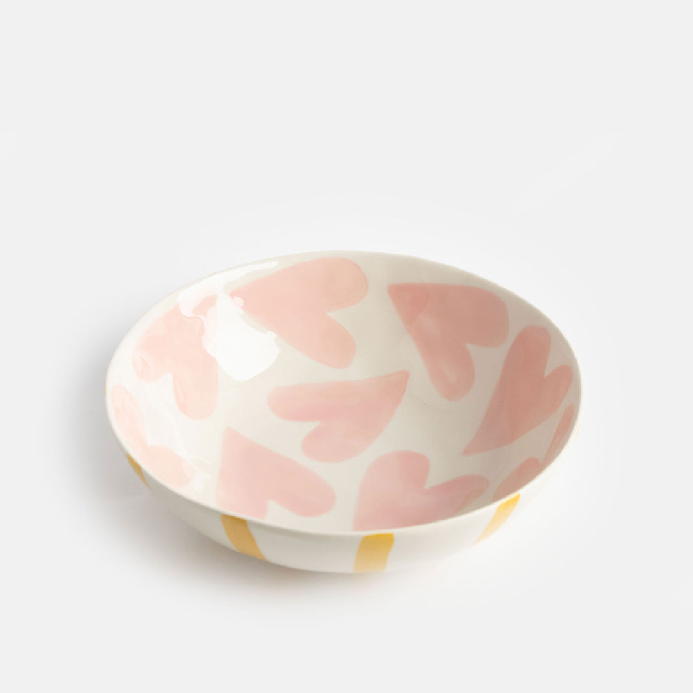 RSB102-Caroline G-Pink Hearts Stoneware Bowl-Bowl-Home