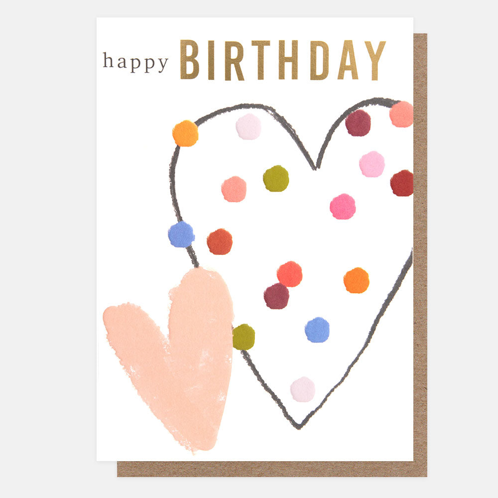 SBK005-Caroline G-Happy Birthday Peach & Spotty Heart-Card-Sketchbook