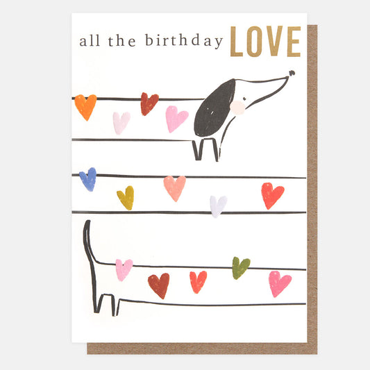 SBK010-Caroline G-All The Birthday Love Multi Hearts Sausage Dog-Card-Sketchbook