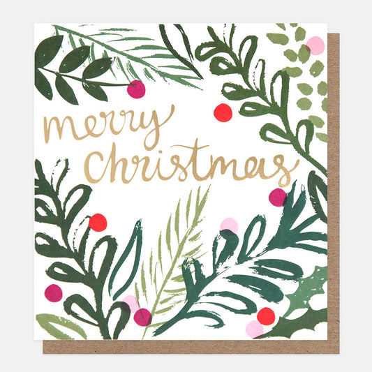 SGX018-Caroline G-Sketch Foliage And Berries Merry Christmas -Xmas Card-