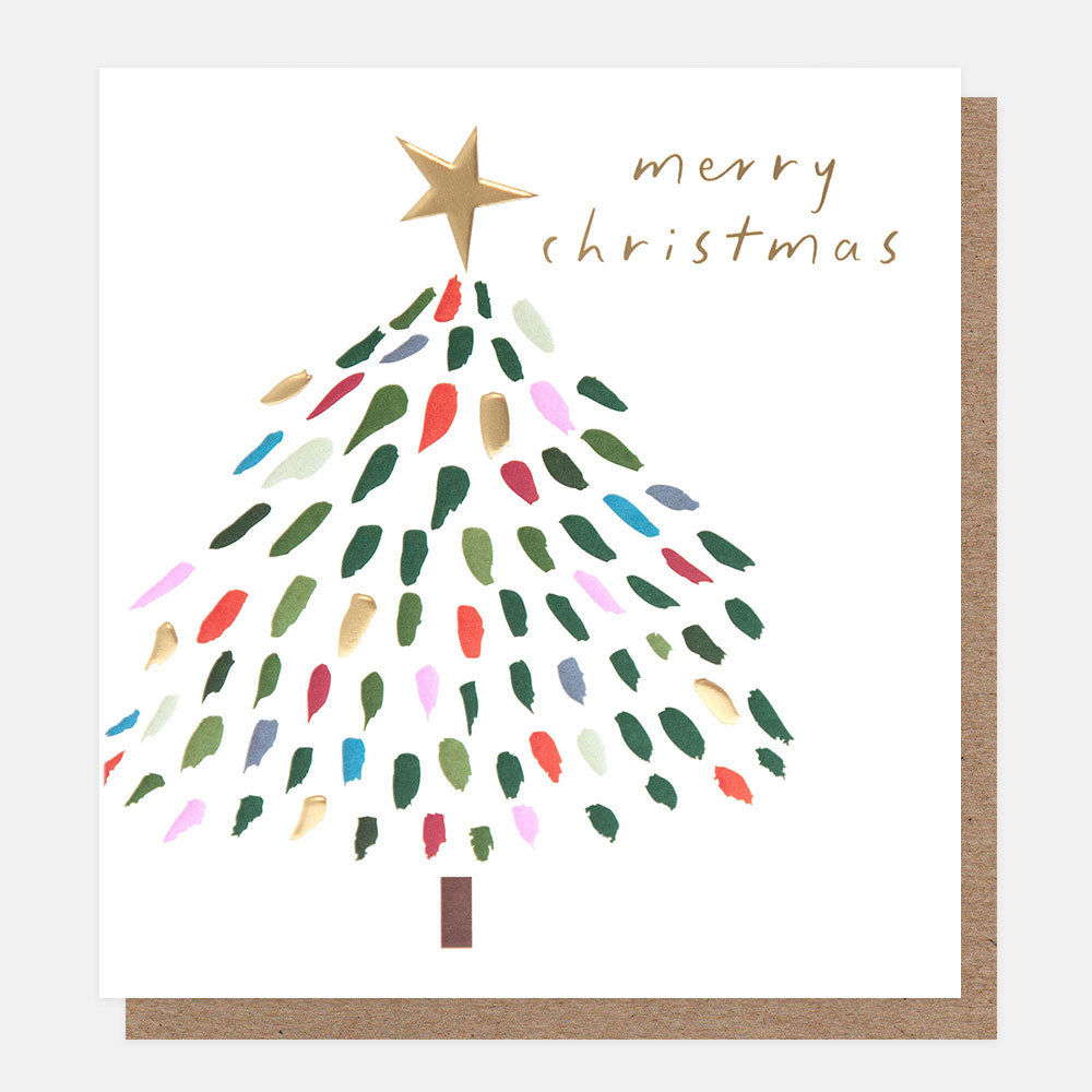 SGX022-Caroline G-Multi Dash Tree With Gold Star Merry Christmas -Xmas Card-