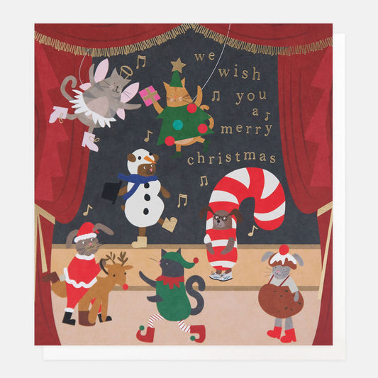 SGX023-Caroline G-Animals On Stage We Wish You A Merry Christmas -Xmas Card-