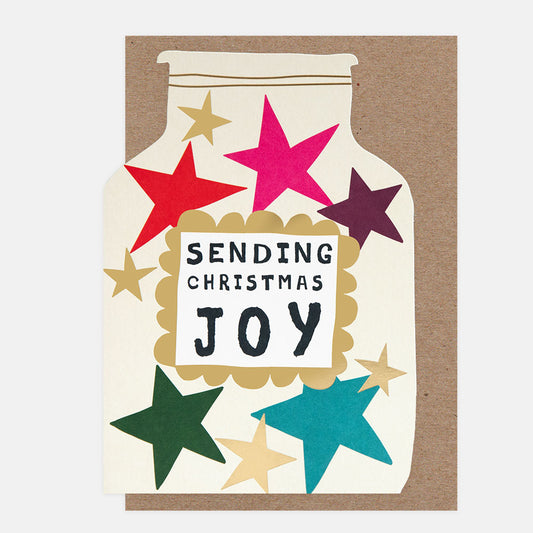 SGX028-Caroline G-Jar Of Joy Multi Stars Sending Christmas Joy-Xmas Card-