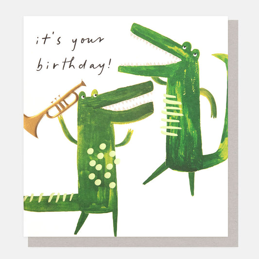 SHW003-Caroline G-It'S Your Birthday! Dancing Crocodiles With Trumpet-Card-Showtime