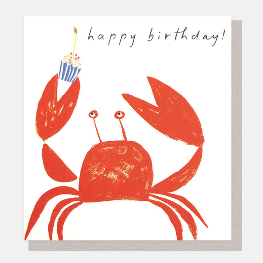 SHW008-Caroline G-Happy Birthday! Crab With Cupcake-Card-Showtime