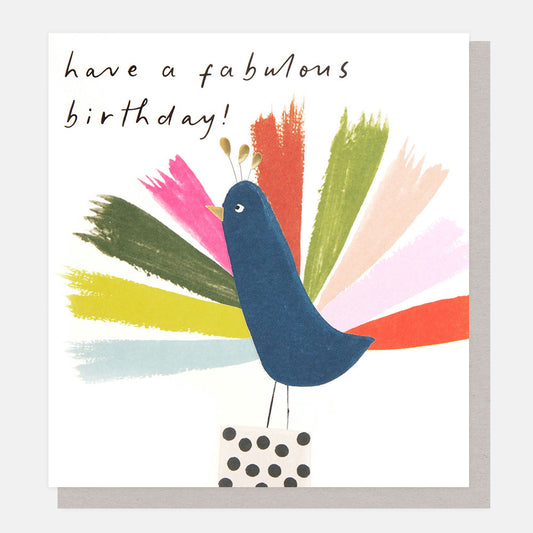 SHW010-Caroline G-Have A Fabulous Birthday! Peacock On Spotty Box-Card-Showtime