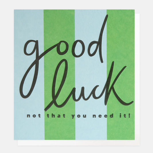 SIP015-Caroline G-Good Luck Green And Blue Stripe-Card-Stripe