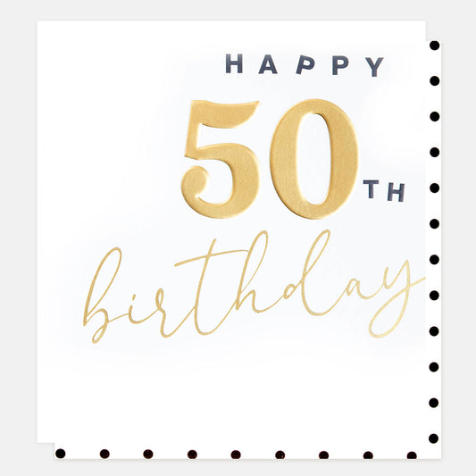 SPN007-Caroline G-Spn007 - Gold Happy 50Th Birthday -Card-Special Numbers