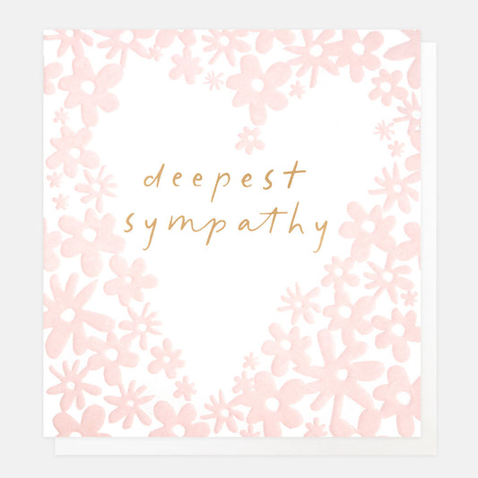 SYM025-Caroline G-Deepest Sympathy Pink Floral Heart-Card-