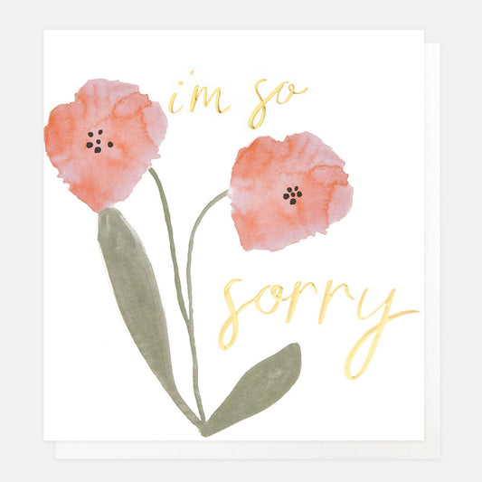THT002-Caroline G-I'M So Sorry Watercolour Pink Flowers-Card-Thoughtfulness