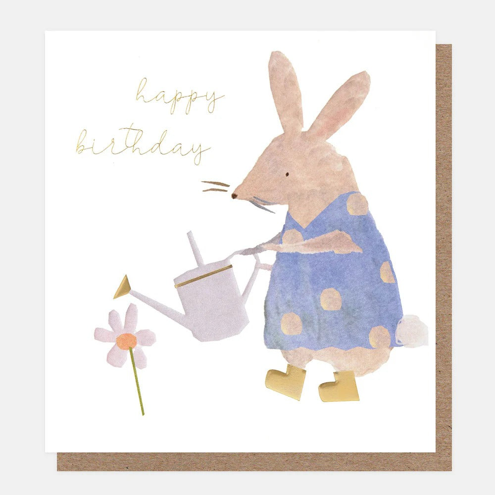 TNY003-Caroline G-Rabbit With Watering Can-Card-Tiny Moments