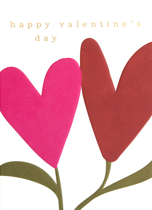 VAL026-Caroline G-Happy Valentine'S Day Two Stem Heart Flower-Card-