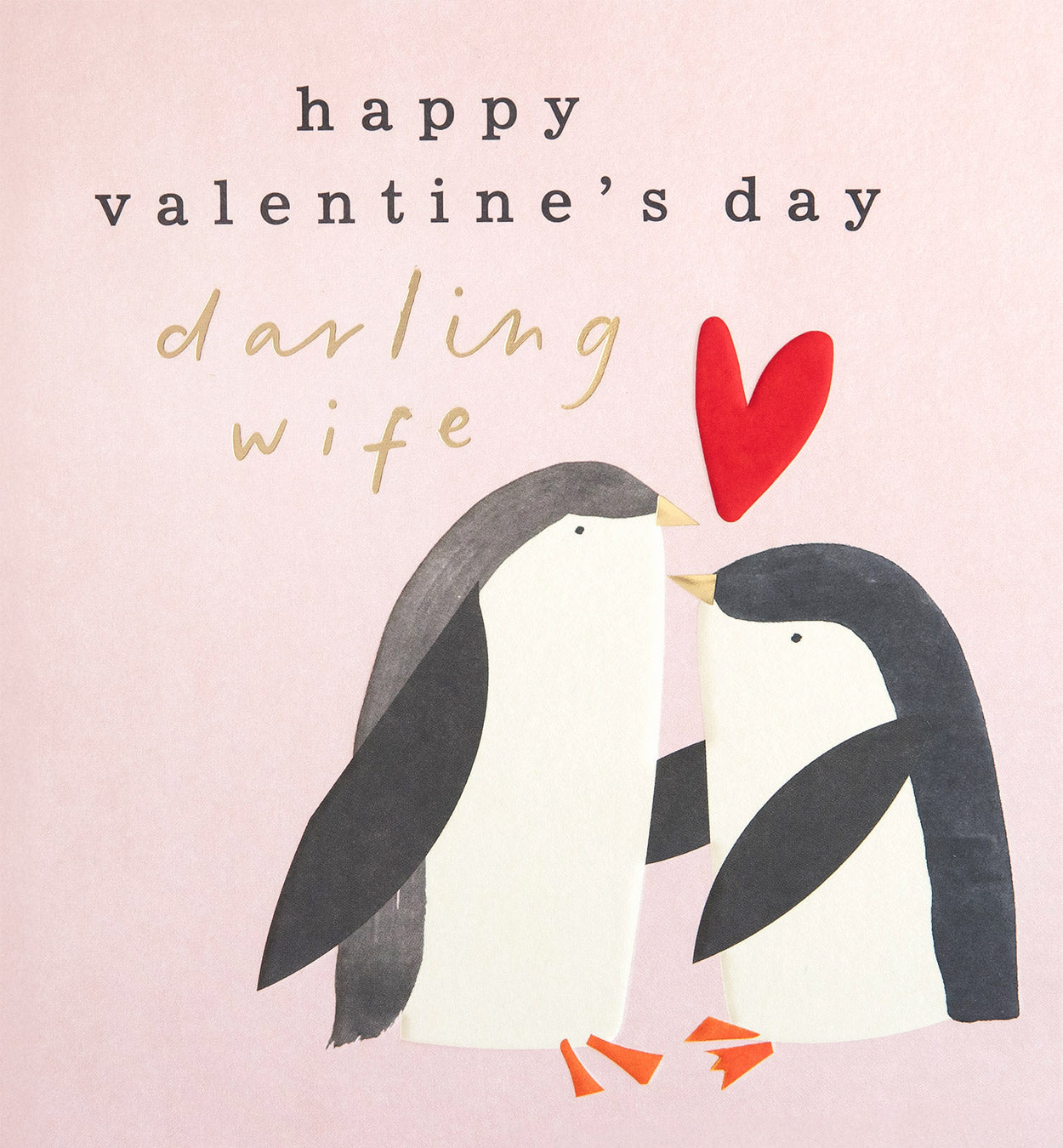 VAL027-Caroline G-Happy Valentine'S Day Darling Wife Penguin Hugging-Card-