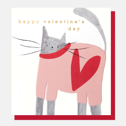 VAL029-Caroline G-Happy Valentine'S Day Grey Cat-Card-