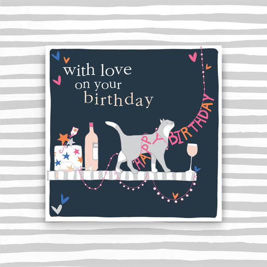 CB096-Molly Mae-With Love On Your Birthday - Cat-Card-Carried On The Breeze