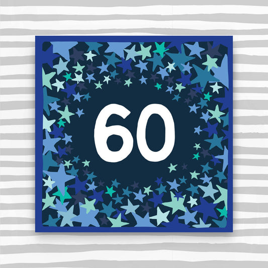 CK034-Molly Mae-60Th Birthday Card - Male Pattern-Card-Clockwise Blue Skies