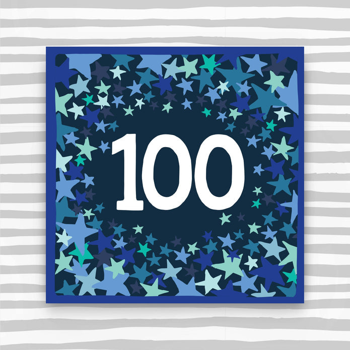 CK038-Molly Mae-100Th Birthday Card - Male Pattern-Card-Clockwise Blue Skies