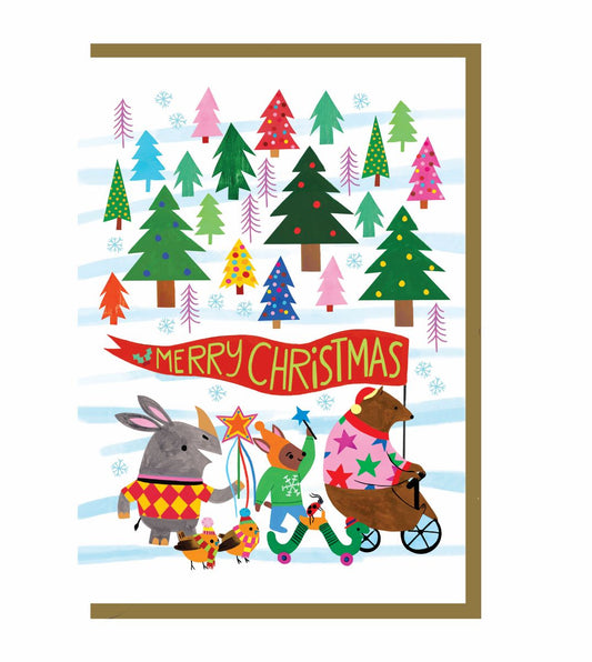 EBX040-Earlybird-Bear On Bike Parade-Xmas Card-