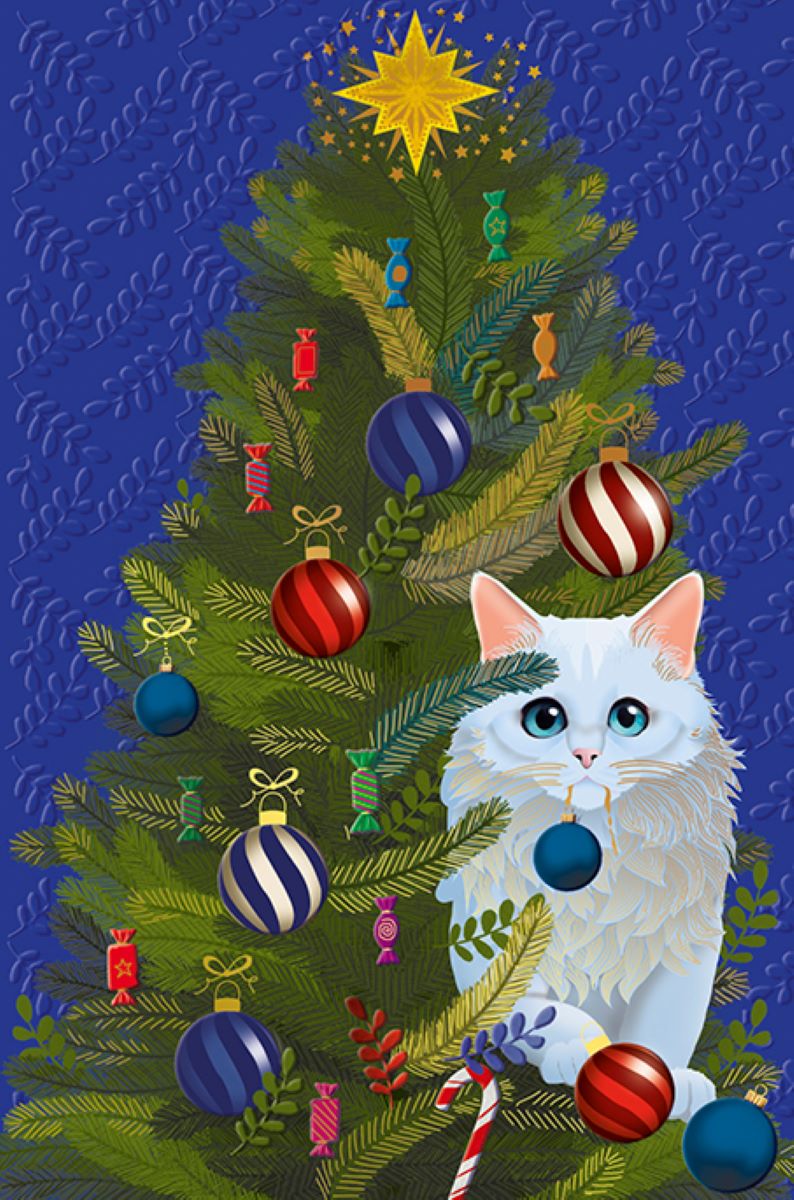 9604700045-The Editor Groupe-Christmas Cat-Xmas Card-Merveilleuse