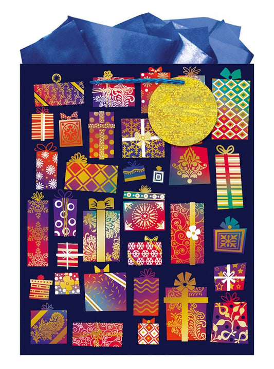 9605770059-The Editor Groupe-Golden Present-Large Bag 260Mm X 320Mm-Xmas Gift Bag-