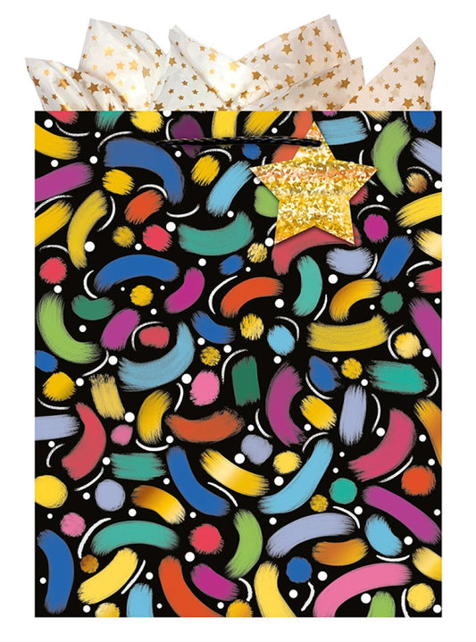 9605770093-The Editor Groupe-Confettis Black-Large Bag 260Mm X 320Mm-Xmas Gift Bag-