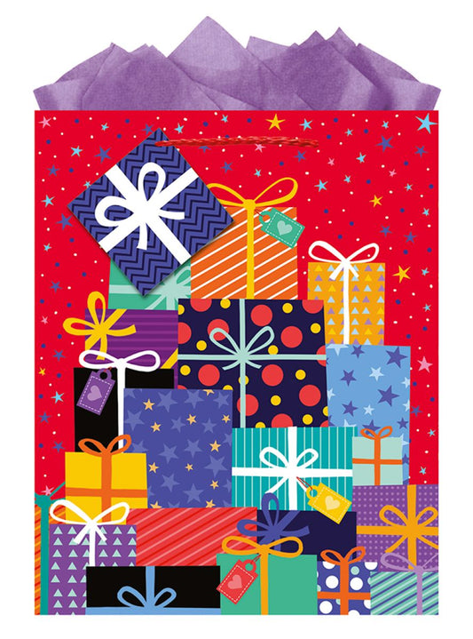9605771269-The Editor Groupe-Just Happy Red-Large Bag 260Mm X 320Mm-Xmas Gift Bag-