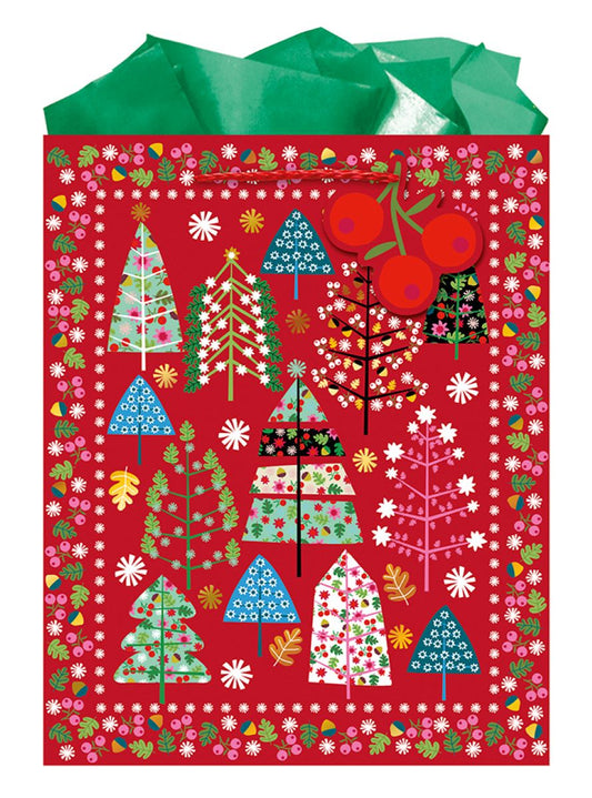9613870024-The Editor Groupe-Red Tree-Large Bag 260Mm X 320Mm-Xmas Gift Bag-