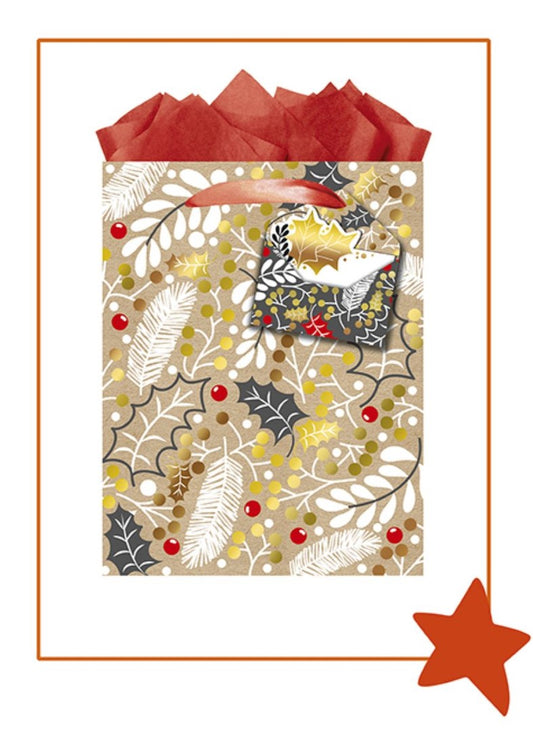 9613870056-The Editor Groupe-Snow Print-Medium Bag 180Mm X 230Mm-Xmas Gift Bag-
