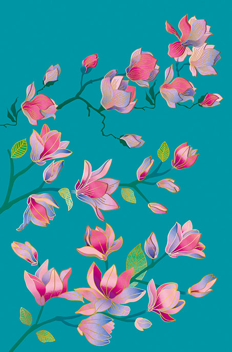 9956600067-Editor Groupe-Pink Flowers-Card-Cest Chic Carnet Dorure