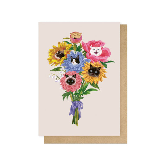 ALILEV004C-East End Prints-Cat Flowers-Card-