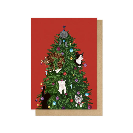 ALILEV009C-East End Prints-Cats In Trees-Xmas Card-