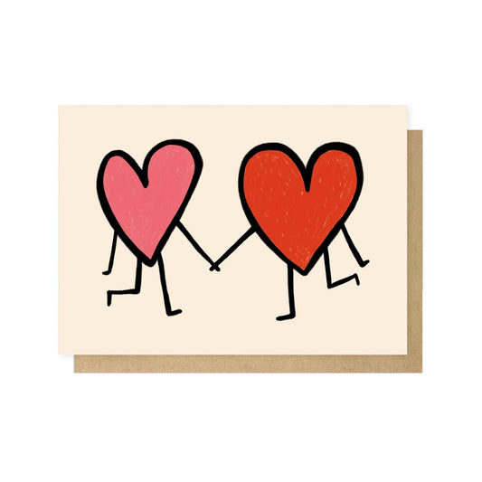 AMBMAY010C-East End Prints-Hearts Holding Hands-Card-Amber May Art