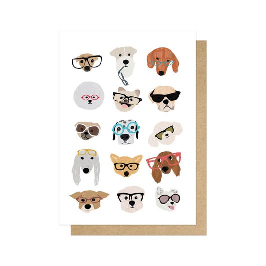 HANMEL016C-East End Prints-Dogs In Glasses-Card-Hanna Melin