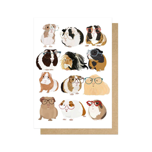 HANMEL047C-East End Prints-Guinea Pigs Wearing Glasses-Card-