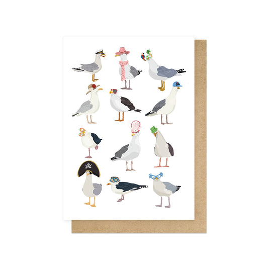 HANMEL103C-East End Prints-Fashion Seagulls-Card-Hanna Melin