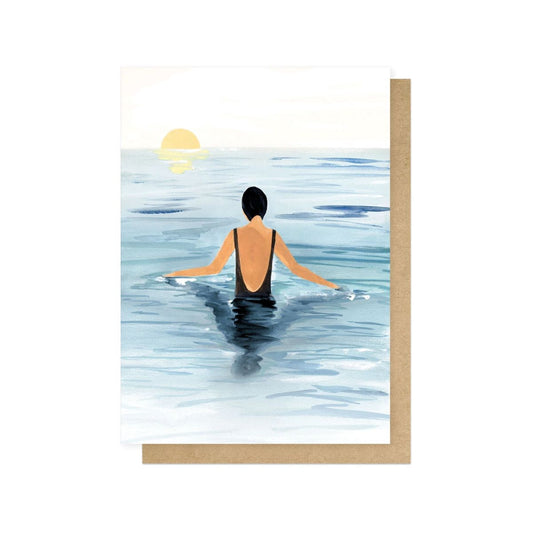 LAUPAG005C-East End Prints-Swimmer-Card-Laura Page