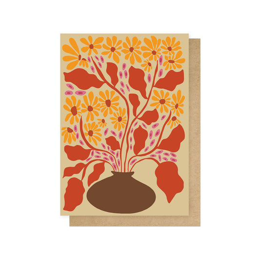 MIHART029C-East End Prints-Retro Patal Pottery-Card-Miho Art Studio