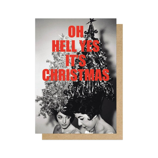 OHFINE083C-East End Prints-Hell Yes-Xmas Card-Oh Fine! Art